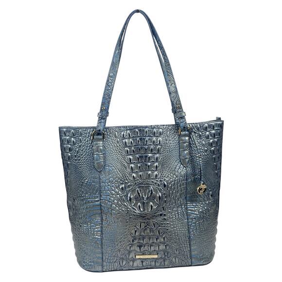 Brahmin Abigail Tote Bag Serenity Ombre Melbourne Silvery Blue Leather - Picture 1 of 11